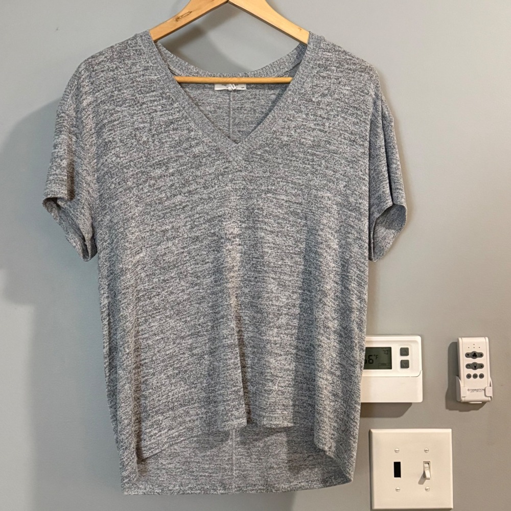 Rag & Bone V-Neck Tee Women Small Gray Short Sleeve Heathered Knit Casual Top